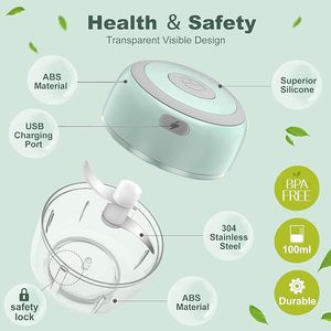 Picadora de Ajo Eléctrica Portátil, Multifuncional, de Grado Alimenticio, Cortadora de Verduras, Carga USB, Manual, Ecológica - Product Image 3