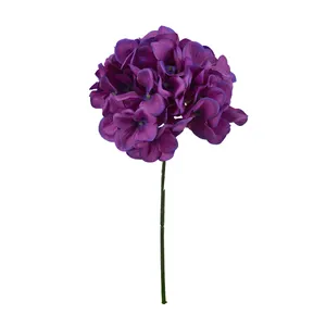 Hot sales faux silk deep purple artificial hydrangeas flowers heads centerpieces realistic