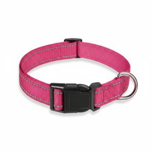 Collar reflectante para perro con hebilla, collares ajustables de nailon de seguridad para perros pequeños, medianos y grandes, Rosa S - Product Image 1