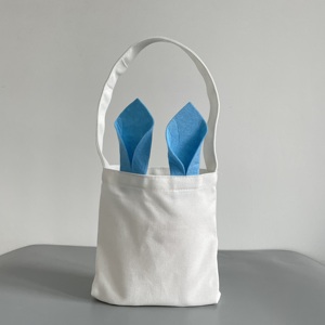 Bolsas de Conejito 100% Lona de Poliéster Grueso, Bolsas Blancas para Niños, Bolsas de Regalo de Pascua Sublimables para Fiestas - Product Image 3