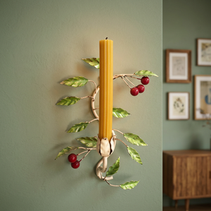 Porte-bougie mural en fer avec motif cerise et feuilles pour la décoration de Noël à la maison - Product Image 3