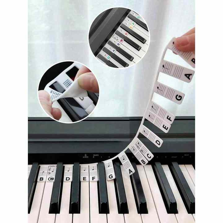 1PC Reusable Silicone Piano Notes Guide for 61/88-Key Full Size Easy-To-Install Easy-To-Remove Keyboard Note Labels Sound Proof