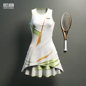 HOSTARON Tennis Cloth Wholesaler Logo Custom Golf Polo Shirt Pantskirt Tennis Set Women Pickleball Skirt Solid Tennis Dress With Shorts