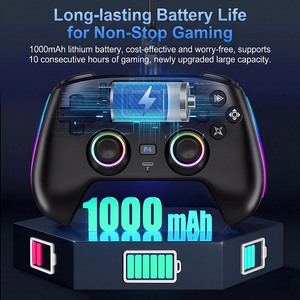 P916 BT <b>Wireless</b> Game Controller RGB Lighting 1000mah Battery 6-Axis Gyroscope RGB Gamepad Joystick for P4 P3 <b>PC</b> Android IOS - Product Image 3