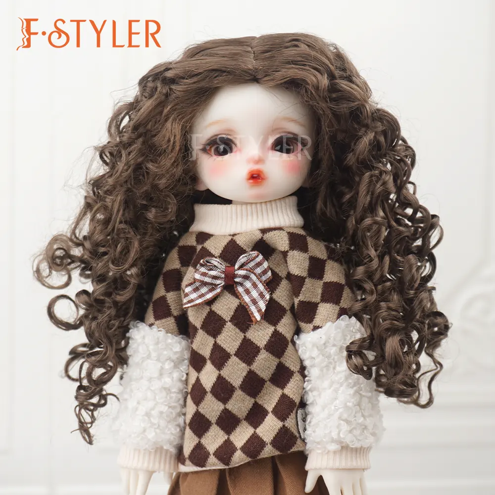 FSTYLER गुड़िया बाल घुंघराले कर्ल सिंथेटिक मोहायर विग BJD 1/4 1/6 18 इंच गुड़िया के लिए अनुकूलन थोक थोक फैक्टरी स्टॉक बिक्री