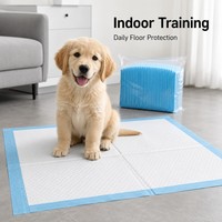 Almohadillas desechables para orina de perro al por mayor, núcleo de pulpa de celulosa SAP de absorción rápida, base de PE impermeable, almohadillas de entrenamiento azules para cachorros OEM