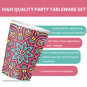 Xieli <span class=keywords><strong>Mandala</strong></span> psychédélique imprime tous les jours des assiettes en papier jetables ensemble de <span class=keywords><strong>vaisselle</strong></span> en papier - Product Image 4