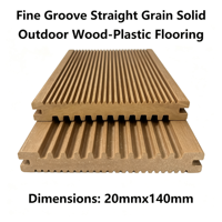 Planches de terrasse en WPC massif 140 mm x 20 mm, grain droit, rainures fines, longueur personnalisée 4000 mm, terrasse extérieure composite pour jardin, imperméable