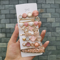 2021 Vente en Gros Divers Styles Coréens Accessoires Cheveux Perles Cœur Pinces Cheveux Cristal Barrette Set Accessoire Pour Femme