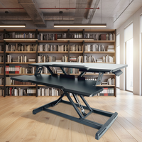 Convertisseur de bureau moderne en métal réglable - Rehausseur de bureau assis-debout pour la maison et le bureau - Entièrement assemblé avec vérin à ressort - Noir