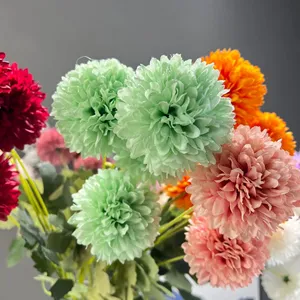 Chrysanthème artificiel en pompon à 4 têtes, économique et en gros, pour décoration <span class=keywords><strong>de</strong></span> mariage, Noël ou remise <span class=keywords><strong>de</strong></span> diplôme, fleur <span class=keywords><strong>de</strong></span> mariage - Product Image 2