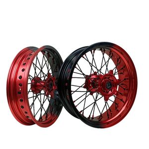 Ensemble de roues Supermoto 17x3.5 17x5.0, jantes noires et rouges, moyeu rouge, complet pour KTM EXC SXF Husqvarna TE TC 2003-2024, moto tout-terrain, <span class=keywords><strong>motocross</strong></span> - Product Image 4