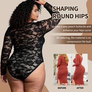 Wholesale Women's Plus Size Lace <b>Shapewear</b> Waist Cinching <b>Bodysuit</b> Tops with Quick Dry & Light Control for Daily Use - Product Image 4