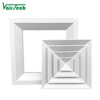 Diffuseur de plafond carré en aluminium, grille d'aération carrée, diffuseur de plafond pour système de CVC, conduit de flux horizontal, industriel, bureau