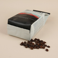 Sachet biodégradable à fond plat avec soufflet latéral pour emballage de grains de café / Sachet d'emballage de café / Sachet de café avec valve et fermeture éclair
