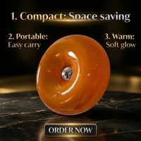 Lampe de bureau en verre orange, lampe de table LED avec interrupteur pour café, bar, chambre à coucher