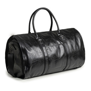Sac de voyage pour homme, style tendance, avec grande fermeture éclair, compartiment à chaussures convertible, motif géométrique, sac à vêtements en cuir PU - Product Image 5
