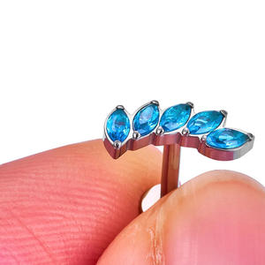 G23 titanio Base plana labio y <span class=keywords><strong>nariz</strong></span> Stud moda cobre aleación circón oreja Stud 16G/18G regalo <span class=keywords><strong>de</strong></span> boda fiesta cuerpo joyería <span class=keywords><strong>para</strong></span> mujer - Product Image 4