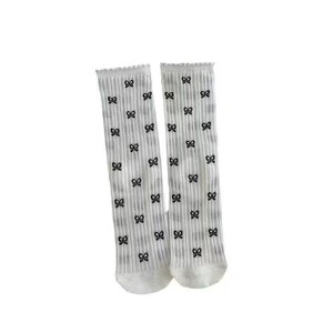 Chaussettes en maille pour femmes, avec motif à pois et nœud, en coton respirant, mi-mollet, pour jeunes, à porter en été - Product Image 2