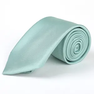 中国领带制造商正式款式廉价聚酯超细纤维领带纯手工纯色男士绿松石领带
