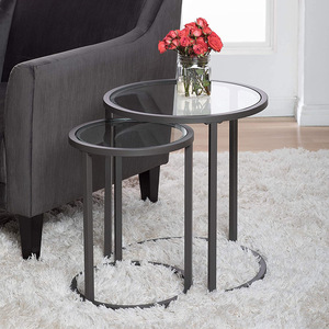Custom-made round <b>glass</b> coffee <b>table</b> for living room, light luxury style, small apartment, creative sofa <b>side</b> <b>table</b> set. - Product Image 1