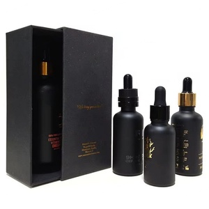 1oz 5ml-100ml Matte Black Frosted Essential Oil Glass <b>Dropper</b> <b>Bottles</b> with Custom Luxury Box & Screen Printing - Product Image 1
