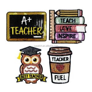 Parches <span class=keywords><strong>de</strong></span> lentejuelas termoadhesivos para profesores, parches <span class=keywords><strong>de</strong></span> pizarra con <span class=keywords><strong>la</strong></span> inscripción 'A+' para profesores, apliques bordados <span class=keywords><strong>de</strong></span> espíritu escolar para bolsos y chaquetas, al por mayor - Product Image 1
