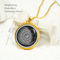 Collier Pendentif Personnalisable Ramadan Moubarak, Art Islamique en Gros, Esmaul Husna 99 Noms d'Allah, Décoration Arabe Musulmane