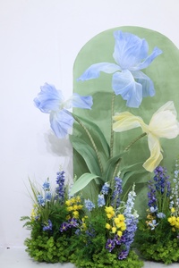 Fleurs artificielles géantes de haute qualité pour la décoration de mariage, fleurs géantes en organza violet et <span class=keywords><strong>bleu</strong></span> <span class=keywords><strong>iris</strong></span>, décoration d'intérieur - Product Image 5