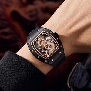 Luxury Waterproof Hollow Out <b>Automatic</b> Watch Dragon Dial Barrel Men Sports <b>Wristwatch</b> Mechanical Movement Silicone Strap Watches - Product Image 6