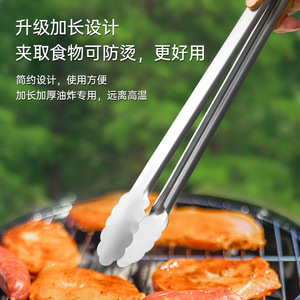 Plump Stainless Steel Food Tongs With Wooden Handle Heat Resistant Long Handle For BBQ Grilling Kitchen Use - Product Image 5