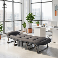 Lit pliant compact avec cadre métallique et coussin confortable pour chambre et bureau