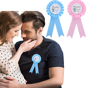 Éléphant décorations de Baby Shower fournitures de fête bouton Badge épingle nouveau <span class=keywords><strong>papa</strong></span> cadeaux maman à être épingle pour révélation du sexe fête - Product Image 1