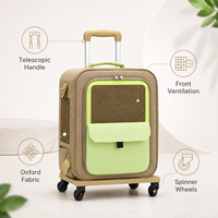 Sac de transport roulant haut de gamme imperméable pour animaux de compagnie en tissu Oxford respirant avec roues, logo personnalisé, pour chiens et chats, sac à dos de transport pour animaux
