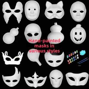 Máscaras de Papel DIY para Halloween, Estilos de Gato, Zorro y Ópera de Pekín, Reutilizables, Modernas, para Baile de Máscaras, Manualidades, para Hombres y Mujeres - Product Image 1