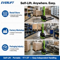 Chariot élévateur à palettes autoporteur EVERLIFT 1,5 tonne, entièrement autoporteur, batterie lithium-ion, pneus en polyuréthane, mini chariot élévateur à palettes