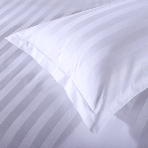 Hiện đại satin khách sạn linen tinh khiết bông bốn mảnh <span class=keywords><strong>bedding</strong></span> Set với 1cm/3cm SỌC DỆT Quilt Cover và trang bị tấm cho khách sạn - Product Image 3