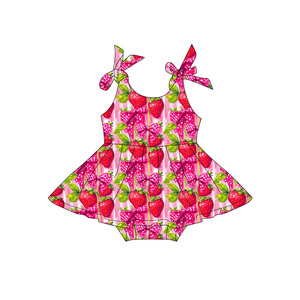 Précommande MOQ 5 – Nouveaux Nœuds Fraise pour Bébés Filles – Vêtements d'Été Tendance en Coton Bio Doux et Spandex – Collection Boutique Trendyism en Soie de Lait - Product Image 4