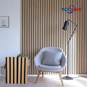 Paneles de espuma acústica para decoración de pared de madera Akupanel SLAT insonorizados, elegantes paneles de chapa para diseño de interiores