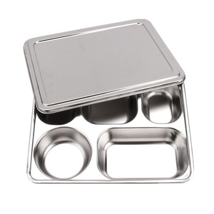 Edelstahl platte verdickt und vertieft Erwachsene Kinder Kantine Student Tray bedeckt Fach Fast Food