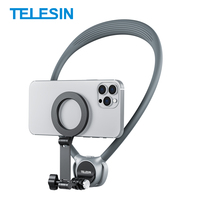 Support magnétique pour téléphone et caméra d'action TELESIN, 2-en-1, détachable, réglable, universel, noir/gris, support en silicone