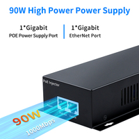 Injecteur PoE Gigabit 60W 90W IEEE 802.3af 802.3at 802.3bt 1000Mbps Plug&Play pour caméra IP, téléphone VoIP, point d'accès sans fil, 100V-240V