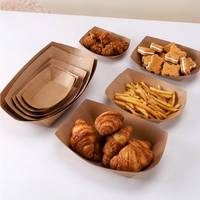 Vente en gros boîte d'emballage en papier kraft pour frites boîte sans origami papier pour frites BBQ Snack boîte bateau