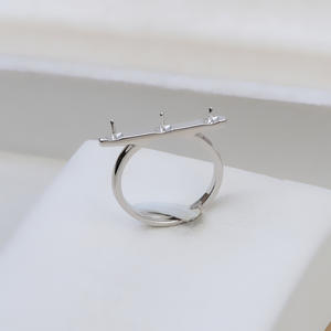 Bague en argent S925 pour femmes, 3 perles, bouche ouverte, multi-perles, réglable, DIY, perle, 8-9, porte-bague, tendance, incrustation 167 - Product Image 1