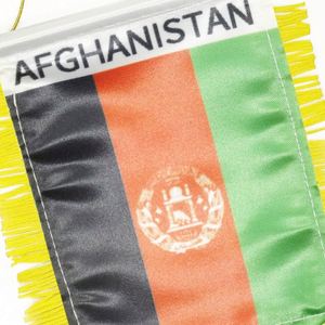 Bandera de satén personalizada de AFGANISTÁN, mini bandera para coche con borlas amarillas - Product Image 4