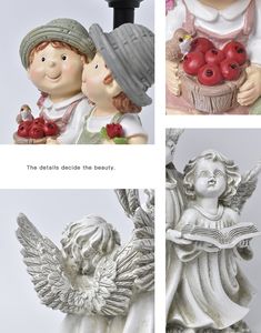 תאורה סולארית חיצונית שרף חיצוני מלאכים חמודים תפאורה פסלים לקישוט הגן - Product Image 6