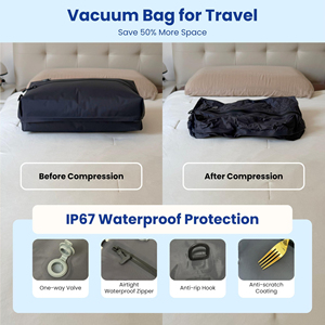 Bolsa de almacenamiento de compresión de aire sellada al vacío para ropa de nailon ligero impermeable IPX8, 28L, negra, grande, para viajes, <span class=keywords><strong>Camping</strong></span> con bomba - Product Image 3