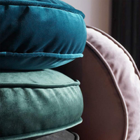 Housse de coussin de sol ronde en velours bleu avec fermeture éclair dissimulée, pouf de siège, pour yoga, méditation, décoration de salle de lecture, 19,7 pouces, housse de coussin de luxe