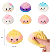 Jouet Squishy Kawaii Char Siu Bun en Mousse PU Souple à Remontée Lente, Jouet Anti-Stress à Presser en Forme d'Aliment pour Enfants et Adultes, Boîte Mystère