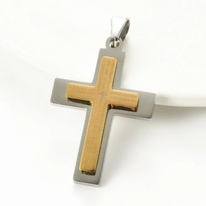 Collier pendentif croix double couche en acier inoxydable pour hommes et femmes, amulette religieuse catholique, bijoux à breloques, cadeau DIY - Product Image 4